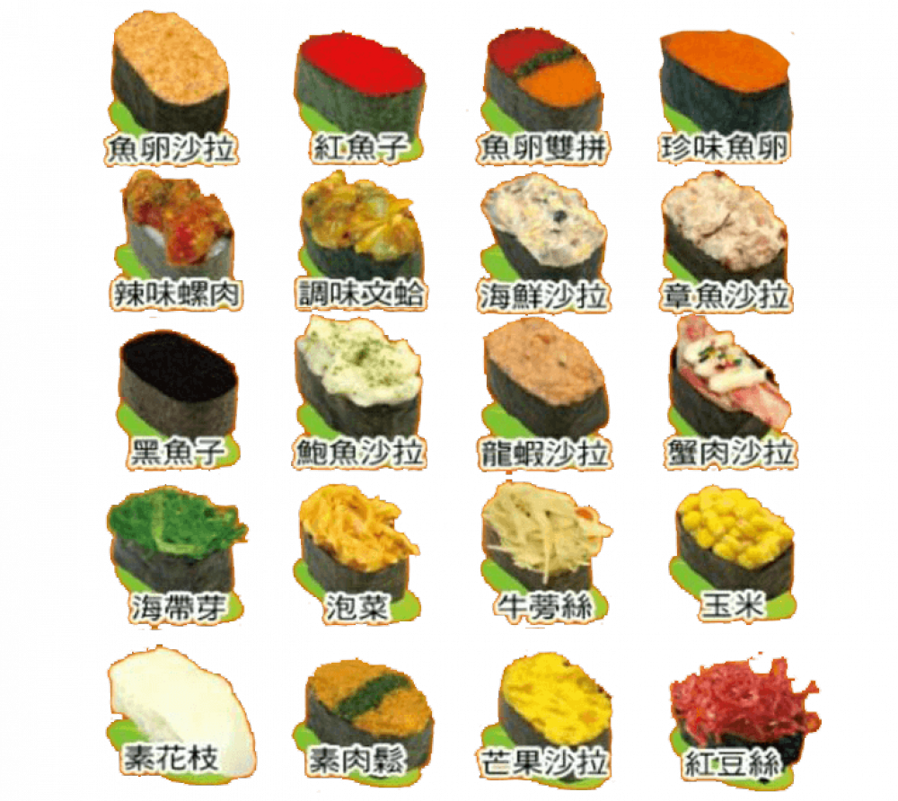 蟹老闆精緻十元壽司-壽司列表